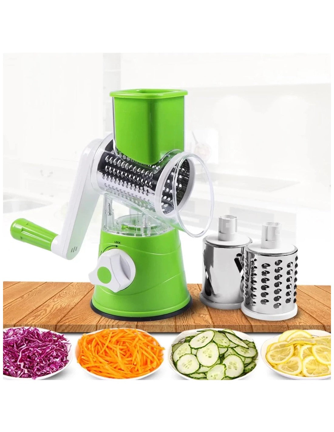 TableTop Drum Grater | Manual Vegetable Cutter Slicer & Grater | Multi-Functional Kitchen Gadget ( Random Color )